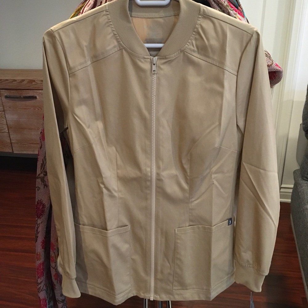 Jaanuu Nurse’s Scrubs Jacket Khaki Beige XXS 2 New